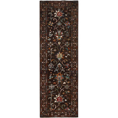 Tribal & Geometric Wool Hand Knotted Rug Brown Brown 2.8X8.6 -O086895