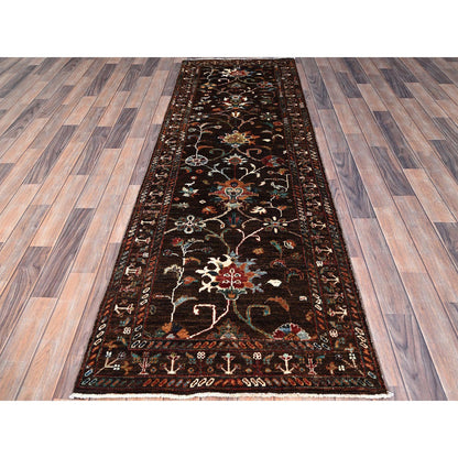 Tribal & Geometric Wool Hand Knotted Rug Brown Brown 2.8X8.6 -O086895