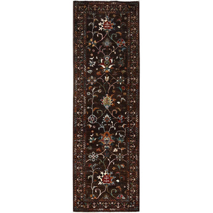 Tribal & Geometric Wool Hand Knotted Rug Brown Brown 2.8X8.5 -O086897