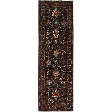 Tribal & Geometric Wool Hand Knotted Rug Brown Brown 2.8X8.5 -O086897
