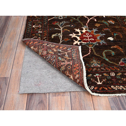 Tribal & Geometric Wool Hand Knotted Rug Brown Brown 2.8X8.5 -O086897