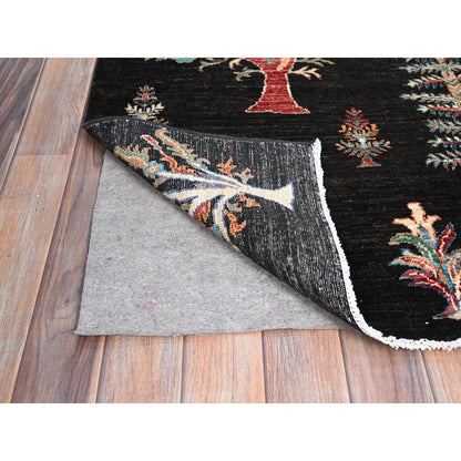 Tribal & Geometric Wool Hand Knotted Rug Black Black 2.7X8.0 -O086898