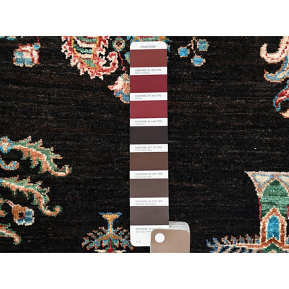 Tribal & Geometric Wool Hand Knotted Rug Black Black 2.7X8.0 -O086898