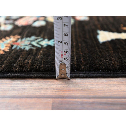 Tribal & Geometric Wool Hand Knotted Rug Black Black 2.7X8.0 -O086898