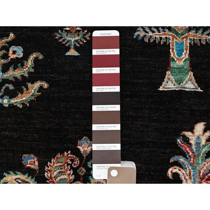 Tribal & Geometric Wool Hand Knotted Rug Black Black 2.6X8.0 -O086899