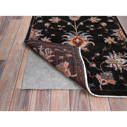 Tribal & Geometric Wool Hand Knotted Rug Black Black 2.5X8.3 -O086901