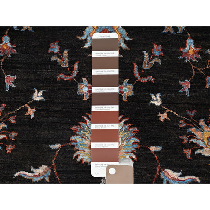 Tribal & Geometric Wool Hand Knotted Rug Black Black 2.5X8.3 -O086901