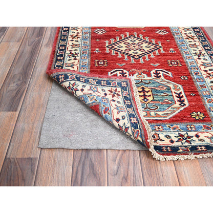 Kazak Wool Hand Knotted Rug Red Ivory 2.6X6.9 -O086902
