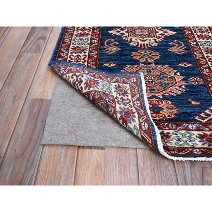Kazak Wool Hand Knotted Rug Blue Ivory 2.5X6.7 -O086905