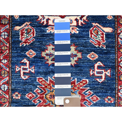 Kazak Wool Hand Knotted Rug Blue Ivory 2.5X6.7 -O086905