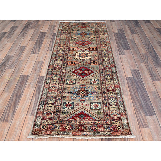 Kazak Wool Hand Knotted Rug Grey Gray 2.5X6.8 -O086906