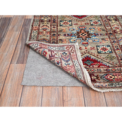 Kazak Wool Hand Knotted Rug Grey Gray 2.5X6.8 -O086906