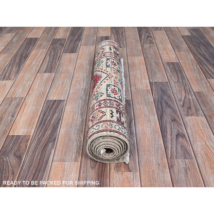 Kazak Wool Hand Knotted Rug Grey Gray 2.5X6.8 -O086906