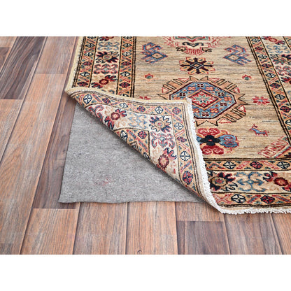 Kazak Wool Hand Knotted Rug Beige Ivory 2.5X6.8 -O086907