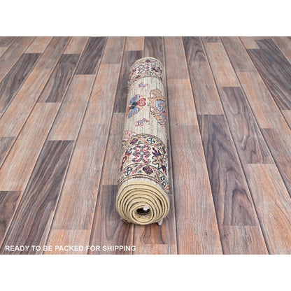 Kazak Wool Hand Knotted Rug Beige Ivory 2.5X6.8 -O086907