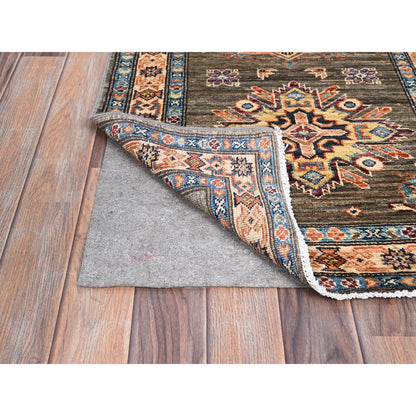 Kazak Wool Hand Knotted Rug Grey Beige 2.5X6.8 -O086908