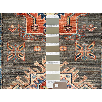 Kazak Wool Hand Knotted Rug Grey Beige 2.5X6.8 -O086908