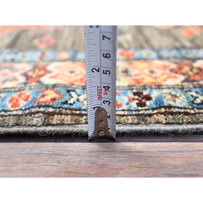 Kazak Wool Hand Knotted Rug Grey Beige 2.5X6.8 -O086908