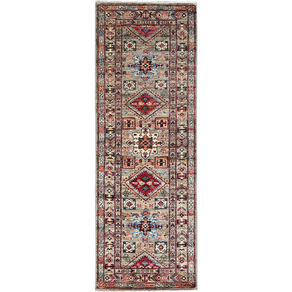 Kazak Wool Hand Knotted Rug Grey Gray 2.5X6.8 -O086909