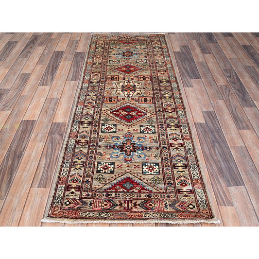 Kazak Wool Hand Knotted Rug Grey Gray 2.5X6.8 -O086909