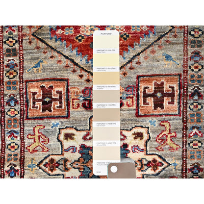 Kazak Wool Hand Knotted Rug Grey Gray 2.5X6.8 -O086909