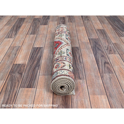 Kazak Wool Hand Knotted Rug Grey Gray 2.5X6.8 -O086909