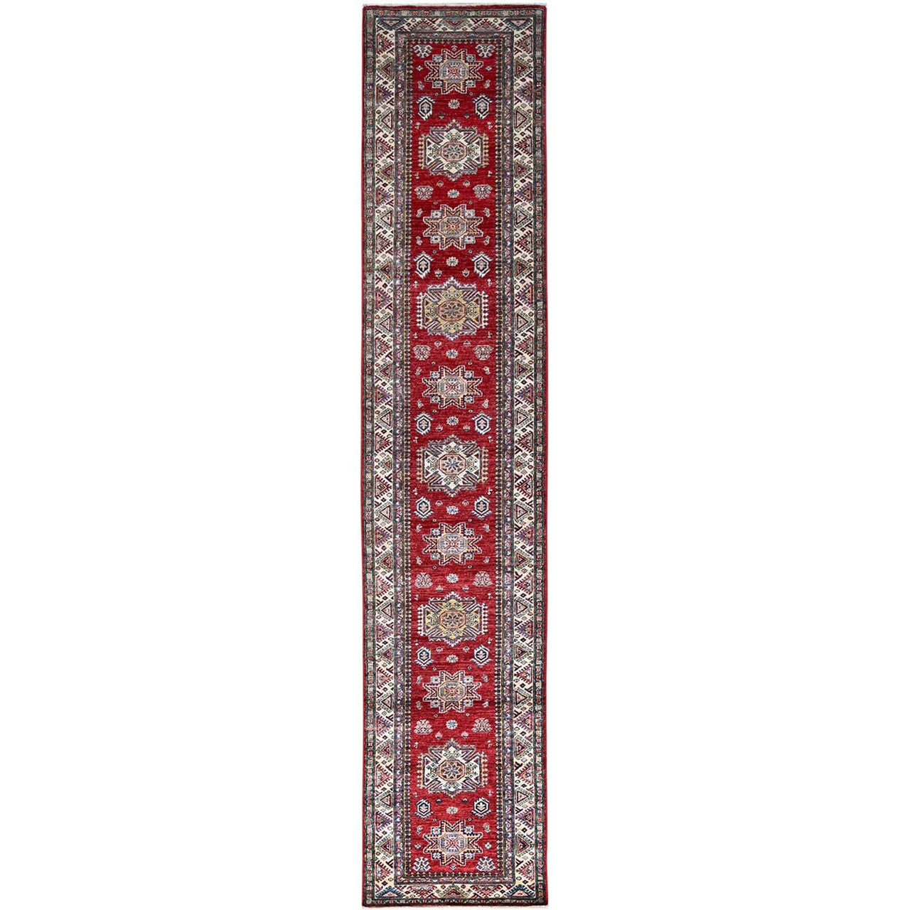 Red 2'7" x 13'2" Kazak Hand knotted Wool Rug - Sku: O086910