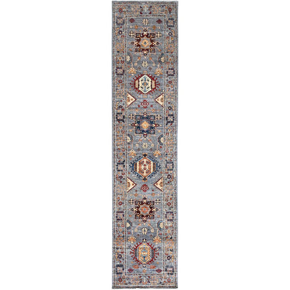 Kazak Wool Hand Knotted Rug Grey Gray 2.7X11.6 -O086911