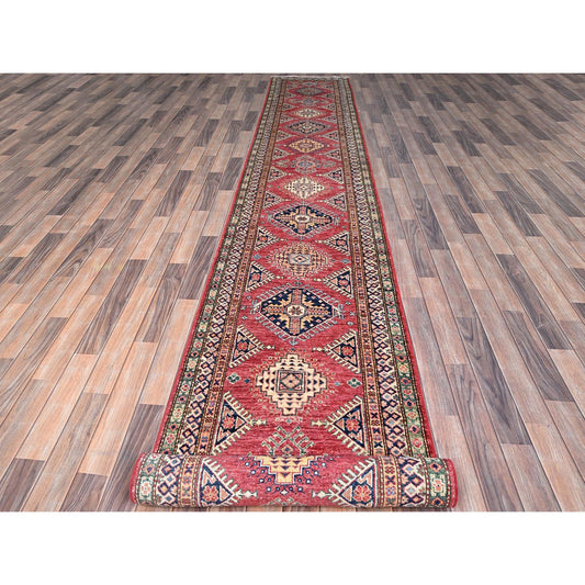 Kazak Wool Hand Knotted Rug Red Red 2.8X20.10 -O086913