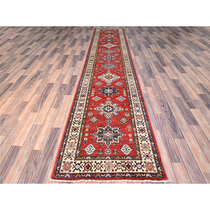 Kazak Wool Hand Knotted Rug Red Red 2.8X13.4 -O086914