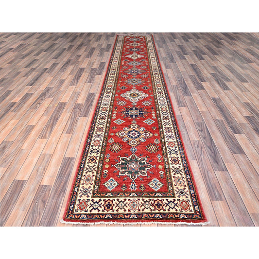Kazak Wool Hand Knotted Rug Red Red 2.8X13.4 -O086914
