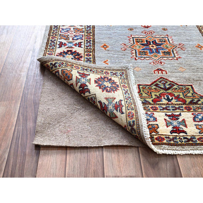 Kazak Wool Hand Knotted Rug Grey Ivory 2.9X18.2 -O086916