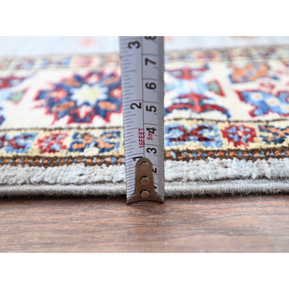 Kazak Wool Hand Knotted Rug Grey Ivory 2.9X18.2 -O086916