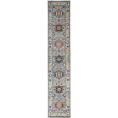 Kazak Wool Hand Knotted Rug Grey Ivory 2.7X13.5 -O086918