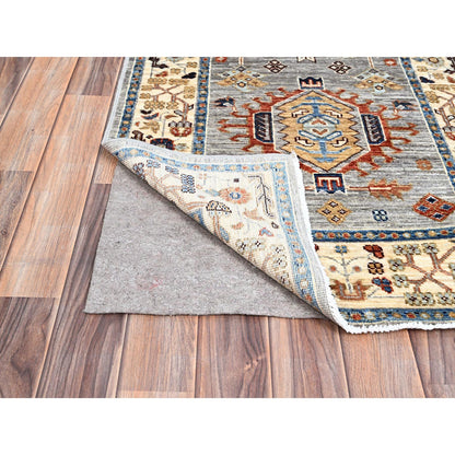 Kazak Wool Hand Knotted Rug Grey Ivory 2.7X13.5 -O086918
