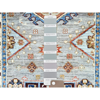 Kazak Wool Hand Knotted Rug Grey Ivory 2.7X13.5 -O086918