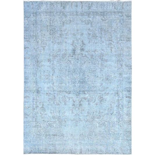 Overdyed & Vintage Wool Hand Knotted Rug Blue Blue 7.10X9.9 -O086926