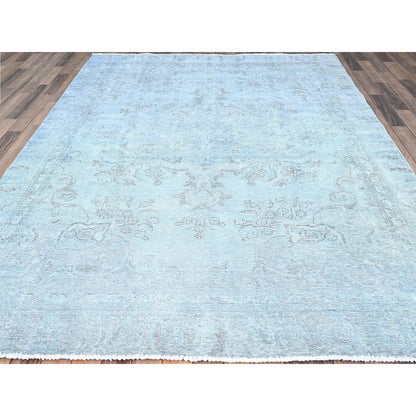 Overdyed & Vintage Wool Hand Knotted Rug Blue Blue 7.10X9.9 -O086926