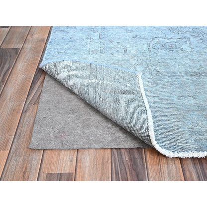 Overdyed & Vintage Wool Hand Knotted Rug Blue Blue 7.10X9.9 -O086926