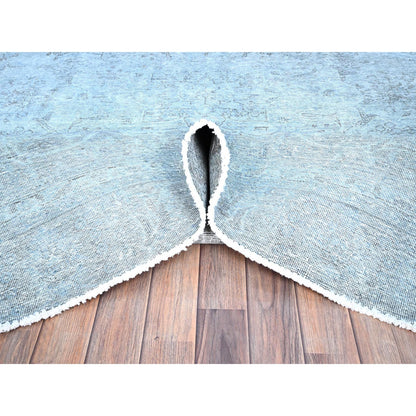 Overdyed & Vintage Wool Hand Knotted Rug Blue Blue 7.10X9.9 -O086926