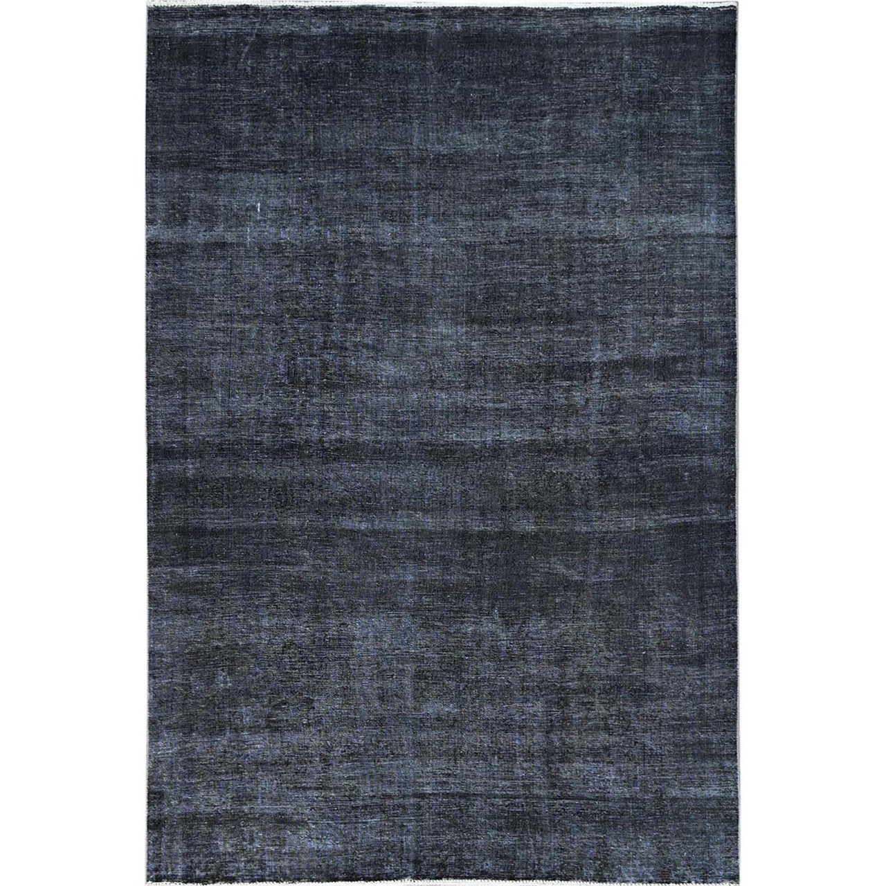 Black 6'3" x 9'3" Overdyed & Vintage Hand knotted Wool Rug - Sku: O086927