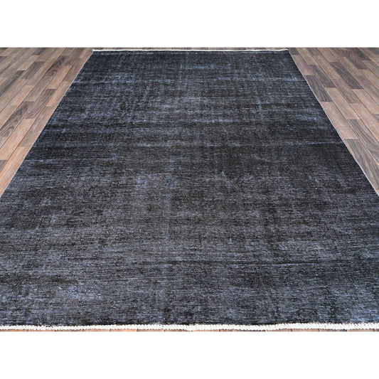 Overdyed & Vintage Wool Hand Knotted Rug Black Black 6.3X9.3 -O086927