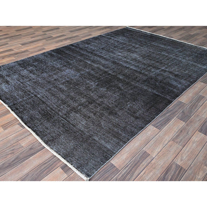Overdyed & Vintage Wool Hand Knotted Rug Black Black 6.3X9.3 -O086927