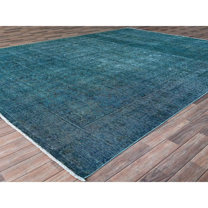 Overdyed & Vintage Wool Hand Knotted Rug Blue Blue 9.4X12.7 -O086928