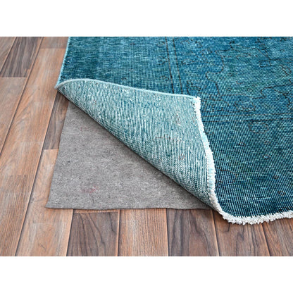 Overdyed & Vintage Wool Hand Knotted Rug Blue Blue 9.4X12.7 -O086928