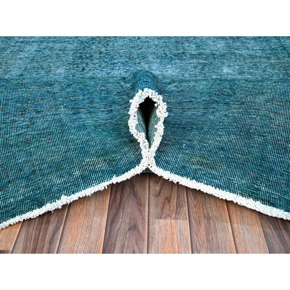 Overdyed & Vintage Wool Hand Knotted Rug Blue Blue 9.4X12.7 -O086928