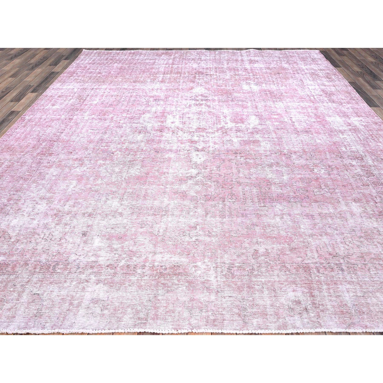 Overdyed & Vintage Wool Hand Knotted Rug Pink Pink 9.8X11.10 -O086929