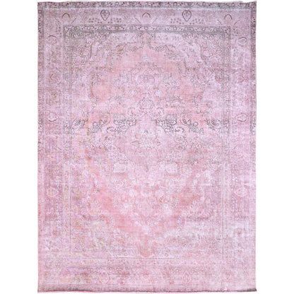 Overdyed & Vintage Wool Hand Knotted Rug Pink Pink 9.5X12.10 -O086930
