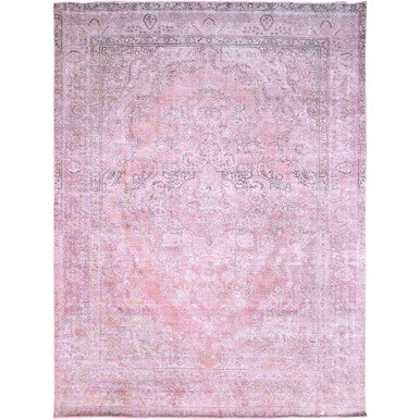 Overdyed & Vintage Wool Hand Knotted Rug Pink Pink 9.5X12.10 -O086930