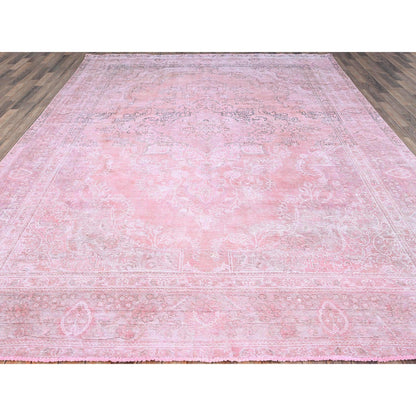 Overdyed & Vintage Wool Hand Knotted Rug Pink Pink 9.5X12.10 -O086930
